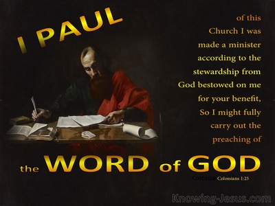 Colossians 1:25 Paul A Minister of the  Dispensation of Grace (gold)